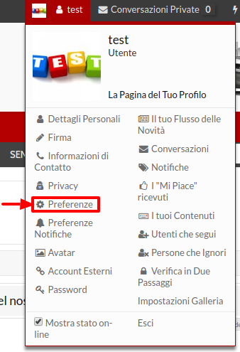 preferenze profilo